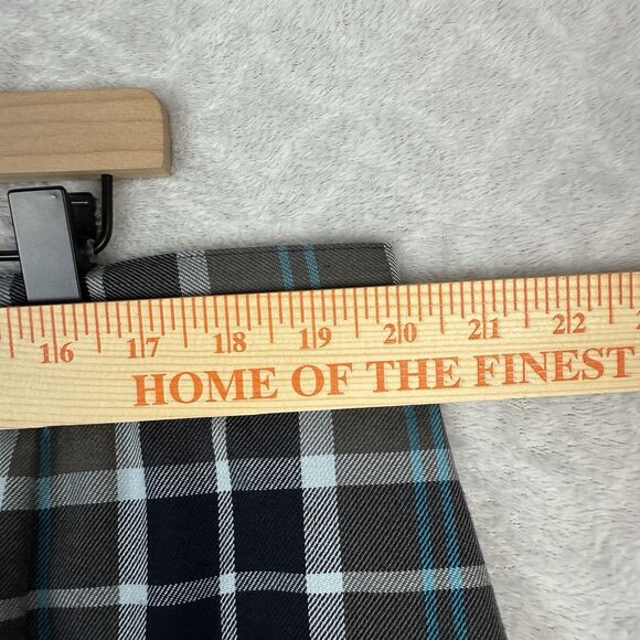 Vtg Flannel Midi Skirt 20W Blue Gray Plaid Old Money Preppy Academia 90s Y2K - Picture 11 of 14